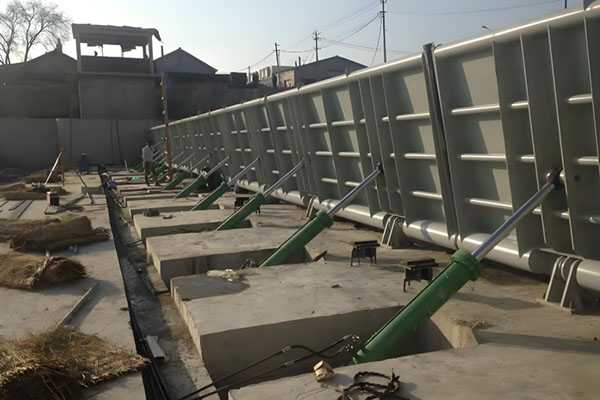 拦河液压合页坝湖北施工现场
