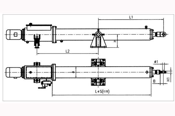 横拉门用电液一体启闭机安装外形尺寸参数及安装布置图