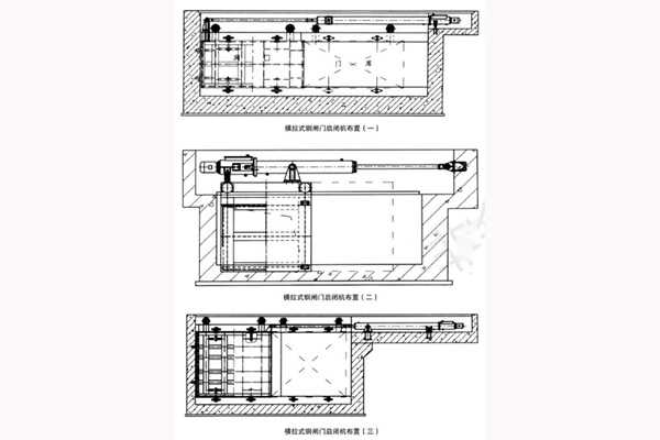 横拉门用电液一体启闭机安装布置图