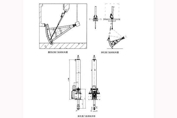 弧门集成式液压启闭机安装布置结构图
