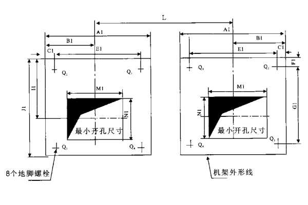 2*5T-2*25T双吊点卷扬启闭机安装布置剖视图