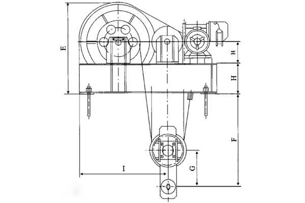 40T单吊点卷扬启闭机剖视布置图（QPQ型和QPK型）