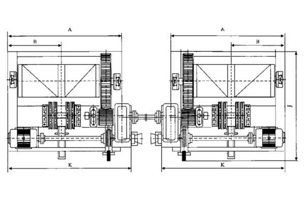 2*63-2*125T双吊点卷扬启闭机平面安装布置图