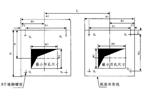 2*63T-2*125T双吊点卷扬启闭机基础预埋件安装布置图