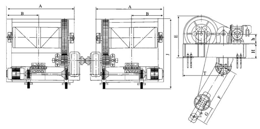 160-200T弧门卷扬启闭机安装尺寸参数及安装图