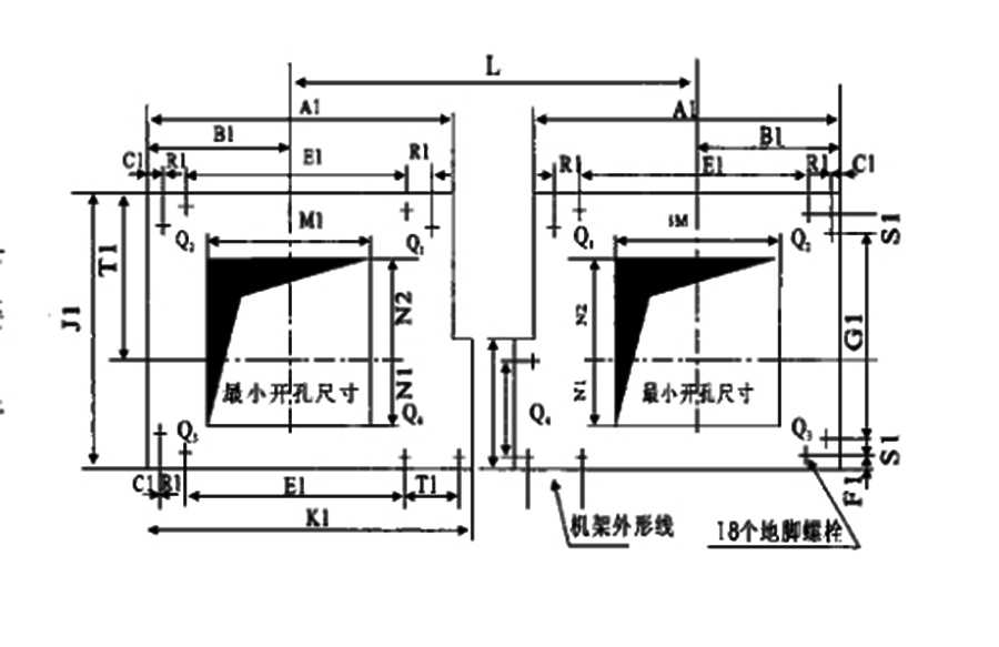 160-200T弧门卷扬启闭机基础及预埋件布置图