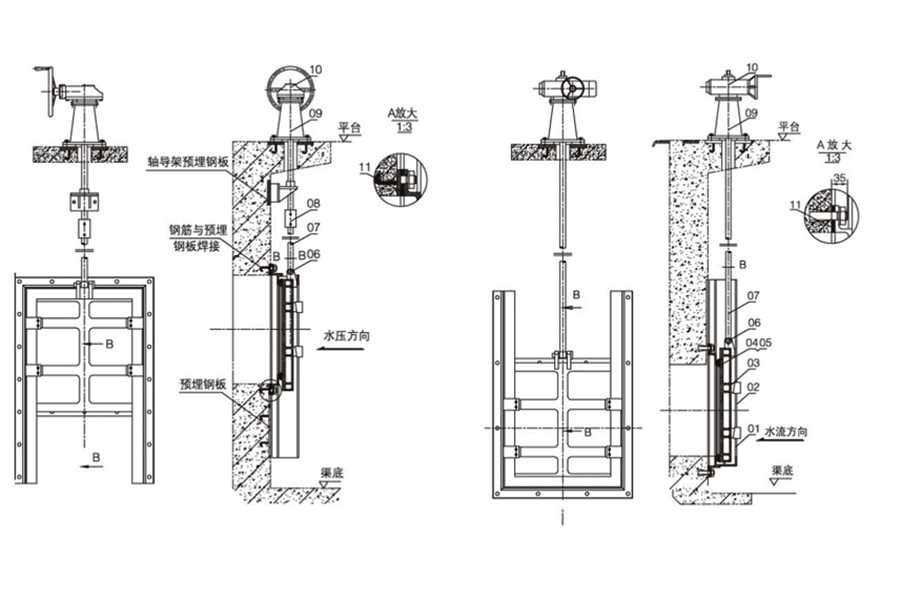 不锈钢闸门结构布置图