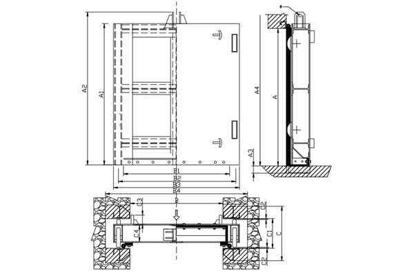 平面滚轮钢制闸门安装尺寸及安装布置图
