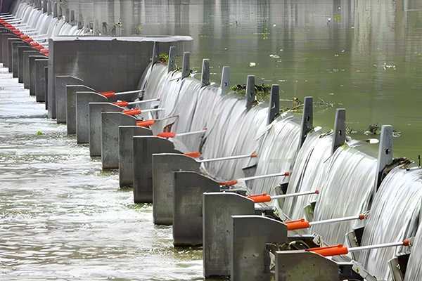 双支点水利自控翻板闸门景观效果图