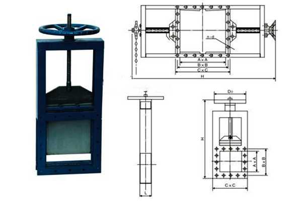 手动插板阀结构组件及结构图