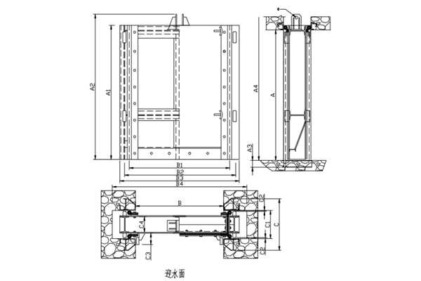 平面滑动钢制闸门安装结构图